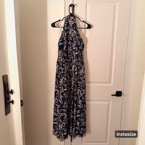 Gal Meets Glam Navy Floral Halter Maxi Dress